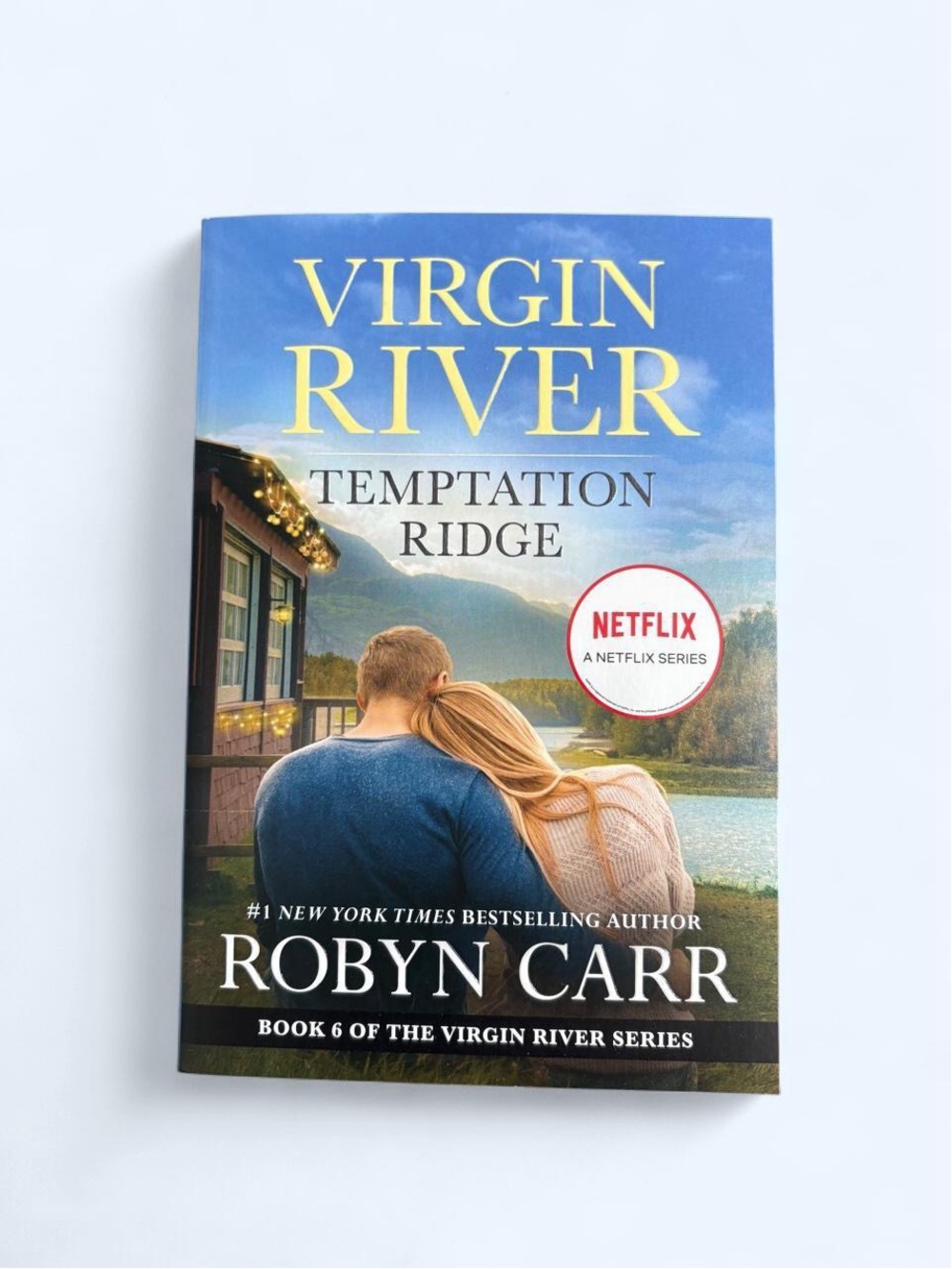 Virgin River: Temptation Ridge by Robyn Carr - Blue & Yellow Cover